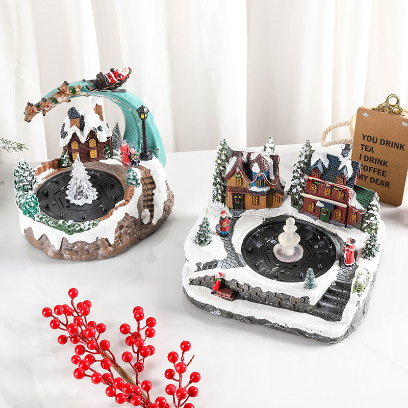 🎄 Animated Christmas Village Fountain – Dancing Water, Lights & Holiday Music ✨