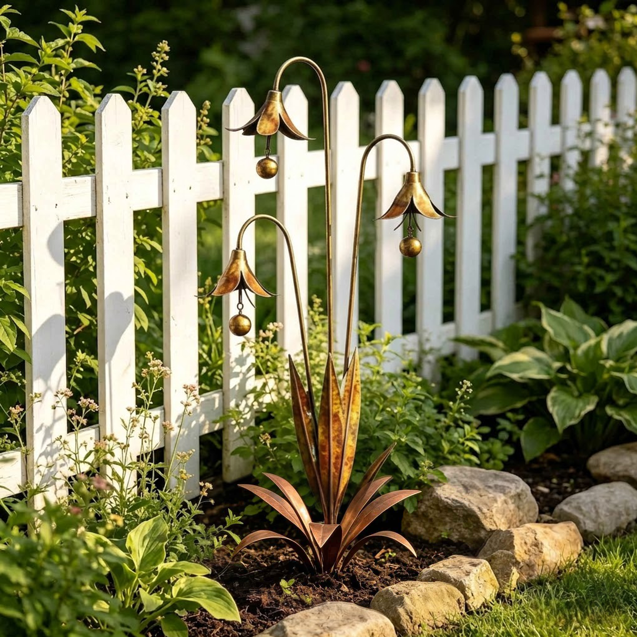 Copper Calla Lily Garden Chime Set – Peaceful Outdoor Decor for Flower Lovers 🌿🔔
