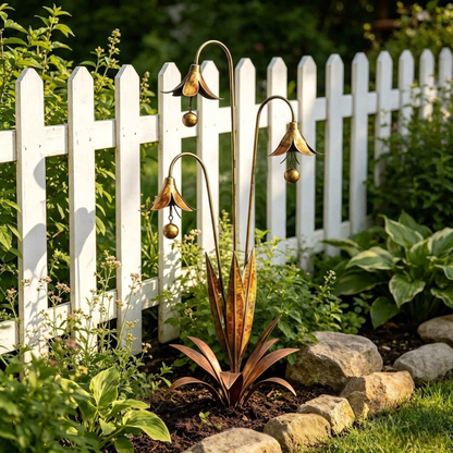 Copper Calla Lily Garden Chime Set – Peaceful Outdoor Decor for Flower Lovers 🌿🔔