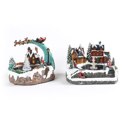 🎄 Animated Christmas Village Fountain – Dancing Water, Lights & Holiday Music ✨