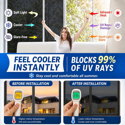 ☀️ One-Way Privacy Window Film – Daytime Mirror Effect, Heat Blocking & UV Protection