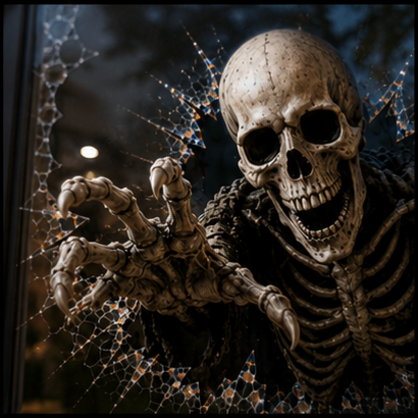 👻3D Haunted Window Break-In — Halloween Shattered Glass Decoration