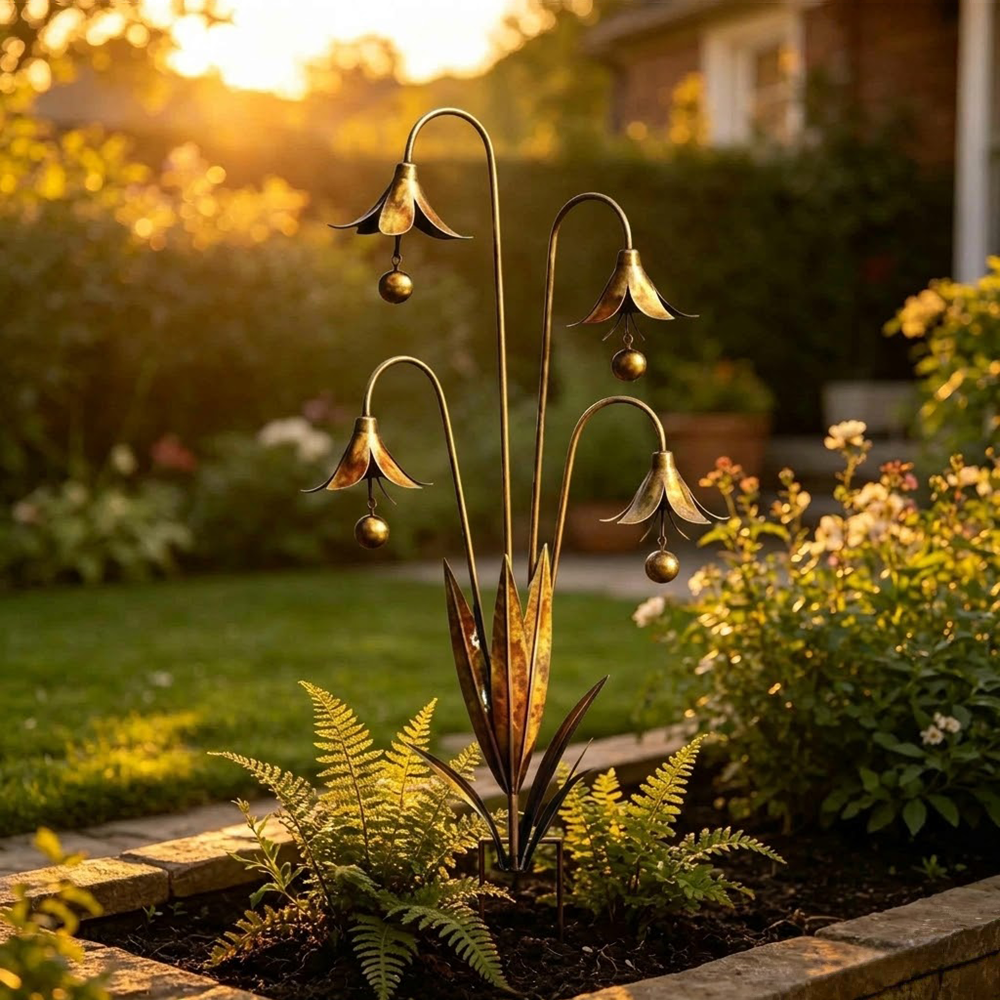 Copper Calla Lily Garden Chime Set – Peaceful Outdoor Decor for Flower Lovers 🌿🔔