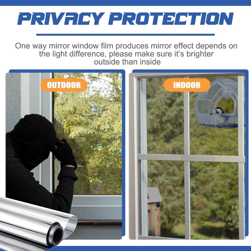☀️ One-Way Privacy Window Film – Daytime Mirror Effect, Heat Blocking & UV Protection