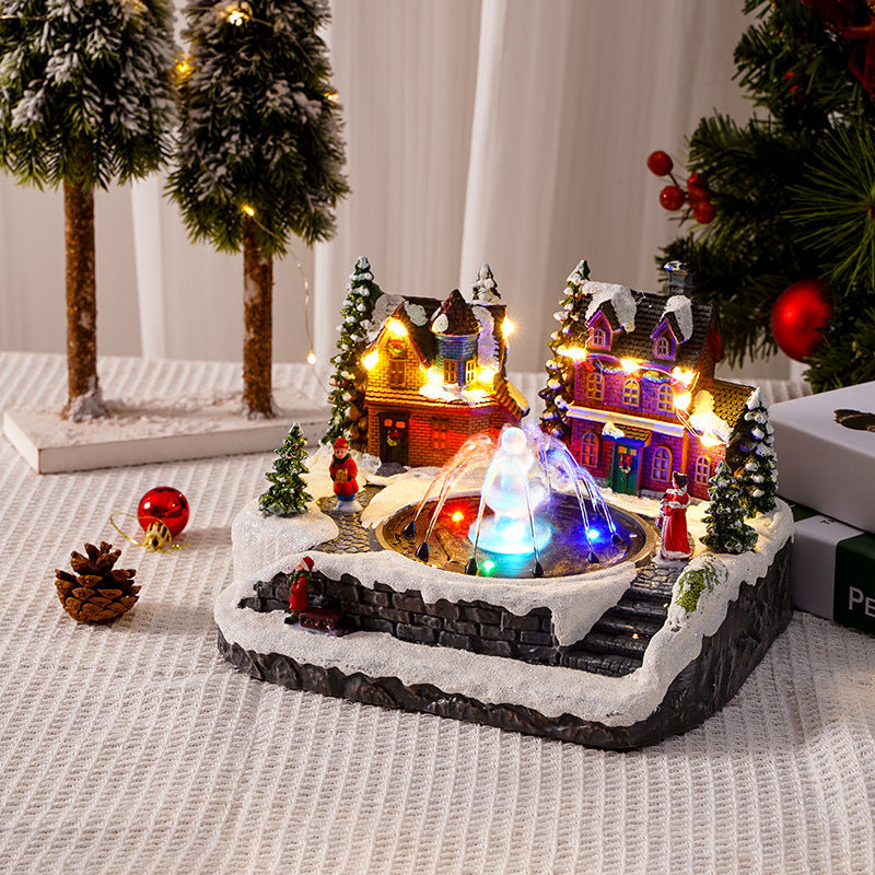 🎄 Animated Christmas Village Fountain – Dancing Water, Lights & Holiday Music ✨