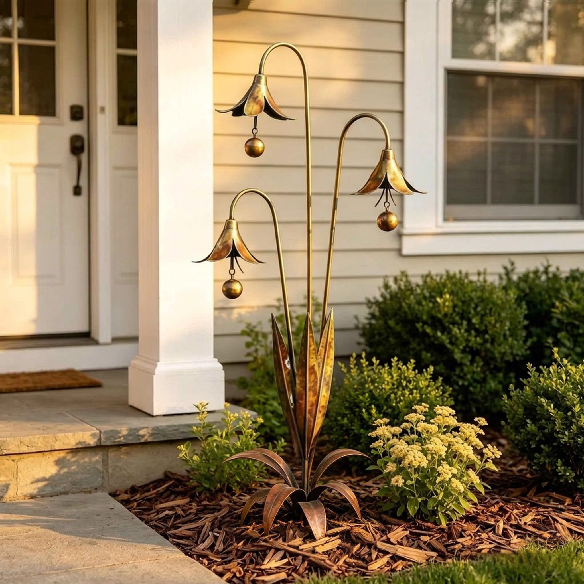 Copper Calla Lily Garden Chime Set – Peaceful Outdoor Decor for Flower Lovers 🌿🔔
