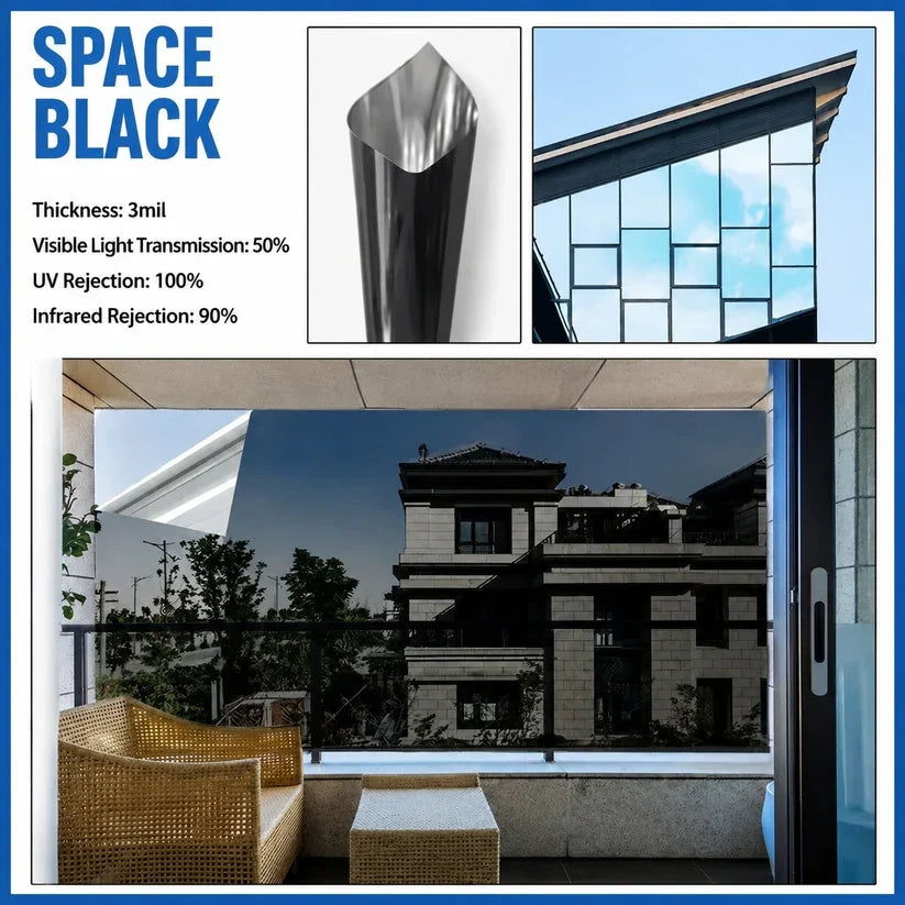 ☀️ One-Way Privacy Window Film – Daytime Mirror Effect, Heat Blocking & UV Protection