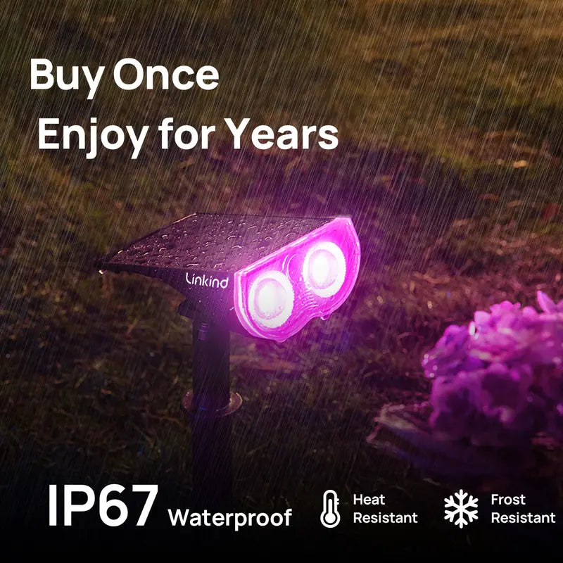 🌈 40% OFF | Smart Solar Color-Changing Landscape Spotlights – App-Controlled 2-Pack