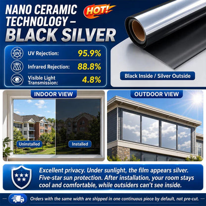 ☀️ One-Way Privacy Window Film – Daytime Mirror Effect, Heat Blocking & UV Protection