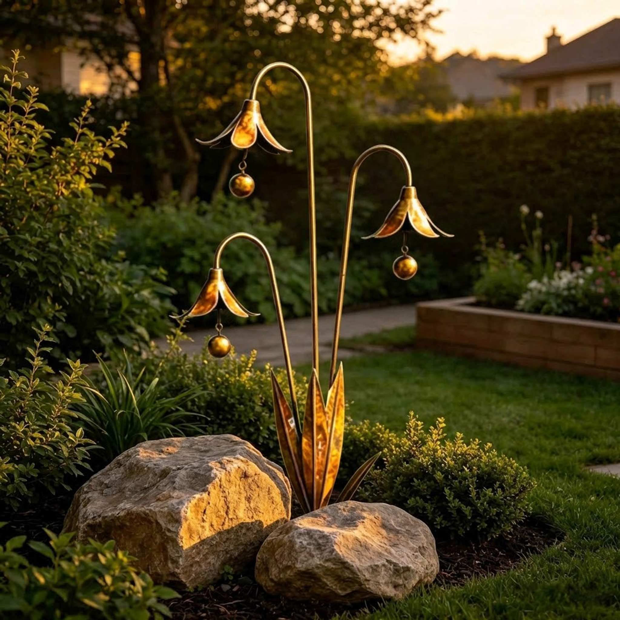 Copper Calla Lily Garden Chime Set – Peaceful Outdoor Decor for Flower Lovers 🌿🔔