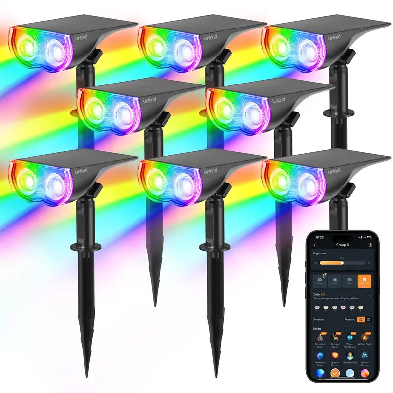 🌈 40% OFF | Smart Solar Color-Changing Landscape Spotlights – App-Controlled 2-Pack