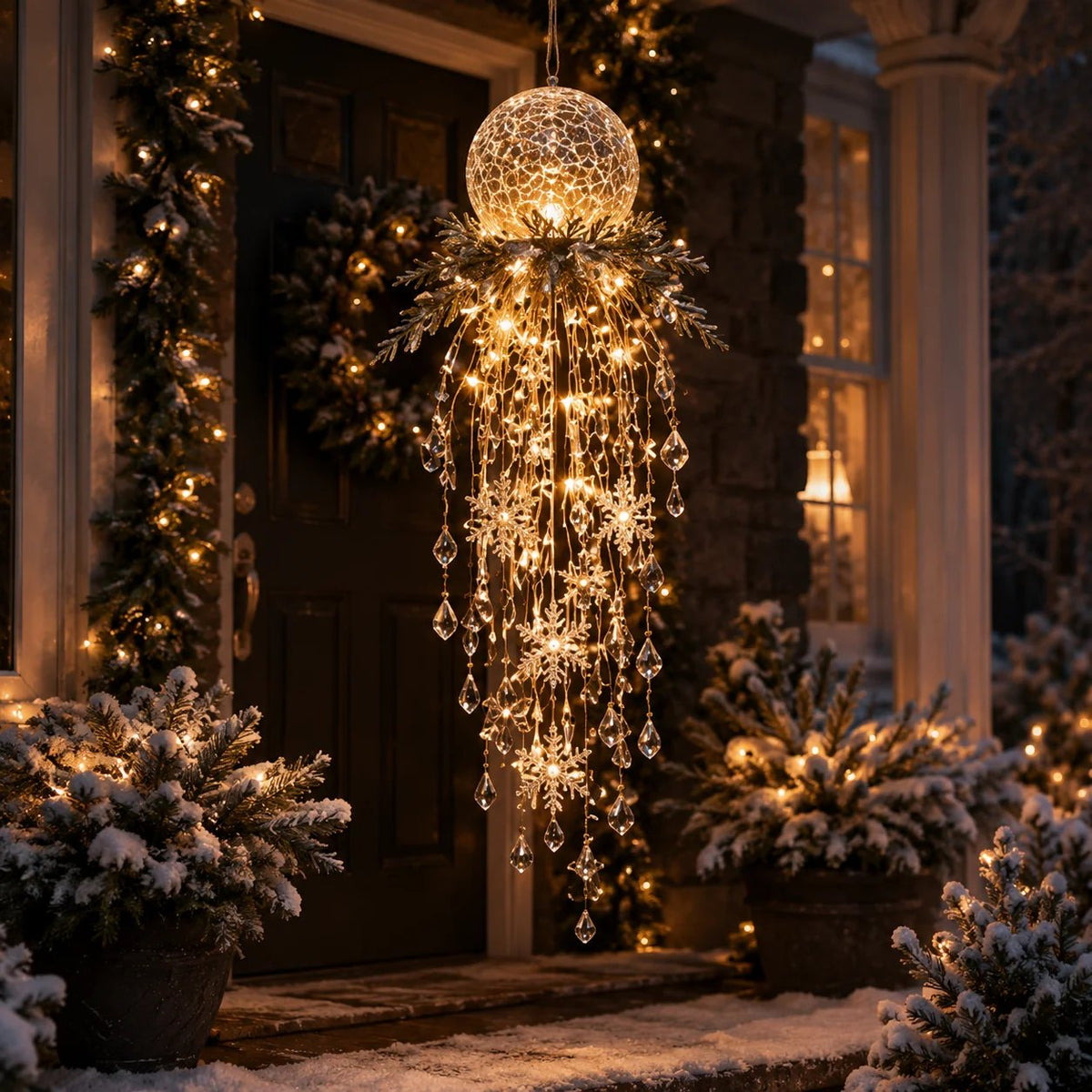 ✨ Limited-Time 45% OFF | Crystal Cascade Christmas Hanging Light – Magical Porch Glow