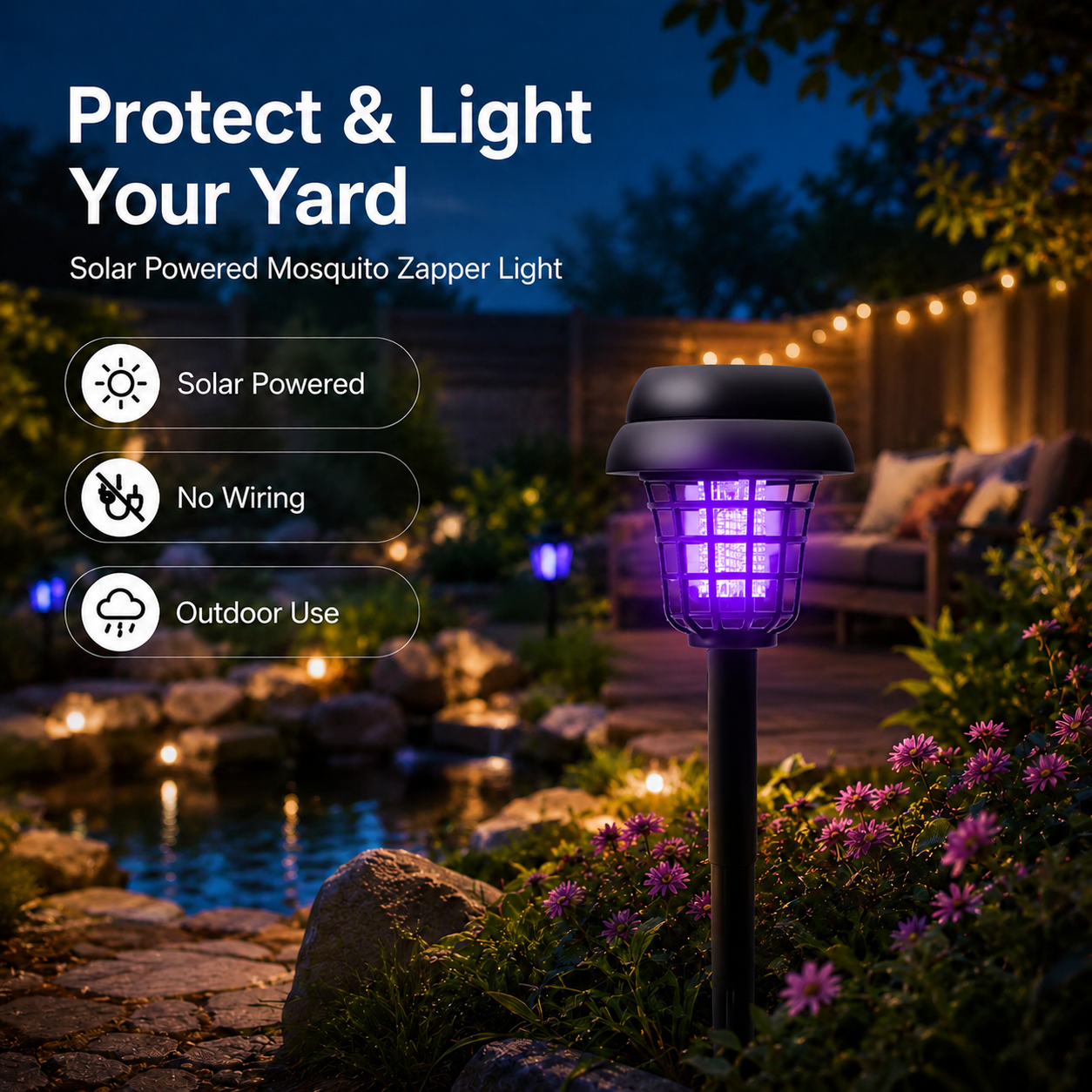 🔥🔥 Father's Day Special:🦟❌ Solar-Powered Mosquito Killer Lamp – Outdoor LED Bug Zapper & Garden Landscape Light 🔋