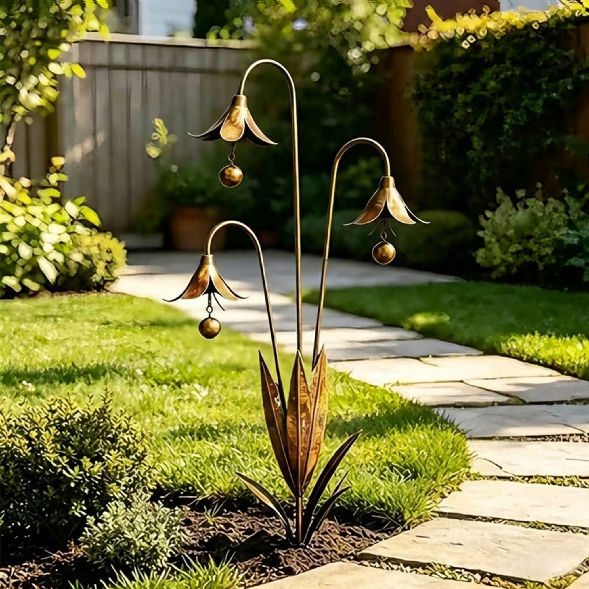 Copper Calla Lily Garden Chime Set – Peaceful Outdoor Decor for Flower Lovers 🌿🔔
