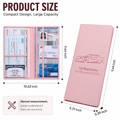 🔥 Limited-Time Offer! 49% OFF -🚗 Car Registration & Insurance Document Holder | Premium PU Leather Organizer