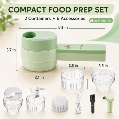 🧄 4-in-1 Electric Food Chopper – Slice, Mince, Peel & Auto-Clean in Seconds ⚡