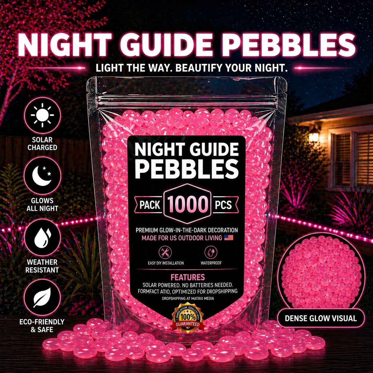 💥The dazzling beauty of the garden at night💥 🌈Colorful glow-in-the-dark garden stones