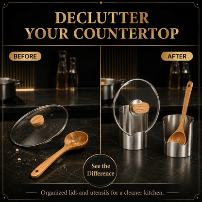 Multi-Functional Stainless Steel Utensil Holder | Vertical Kitchen Countertop Storage Rack