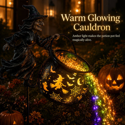 🔥Limited time 55% OFF🎃 Halloween Witch Cauldron Garden Light – Magical Outdoor Yard Decor 🧙‍♀️