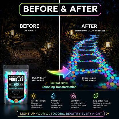 💥The dazzling beauty of the garden at night💥 🌈Colorful glow-in-the-dark garden stones