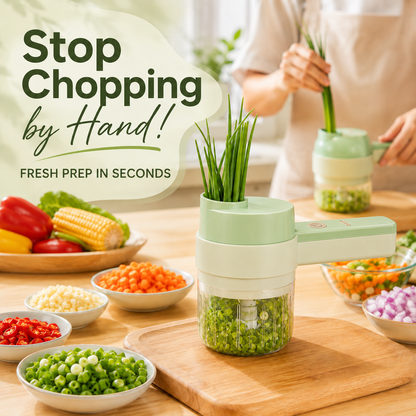 🧄 4-in-1 Electric Food Chopper – Slice, Mince, Peel & Auto-Clean in Seconds ⚡