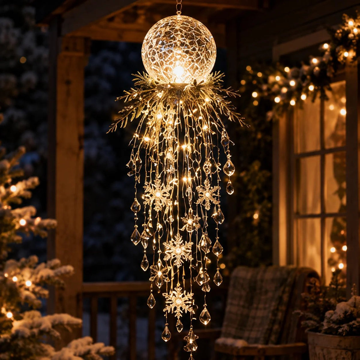 ✨ Limited-Time 45% OFF | Crystal Cascade Christmas Hanging Light – Magical Porch Glow