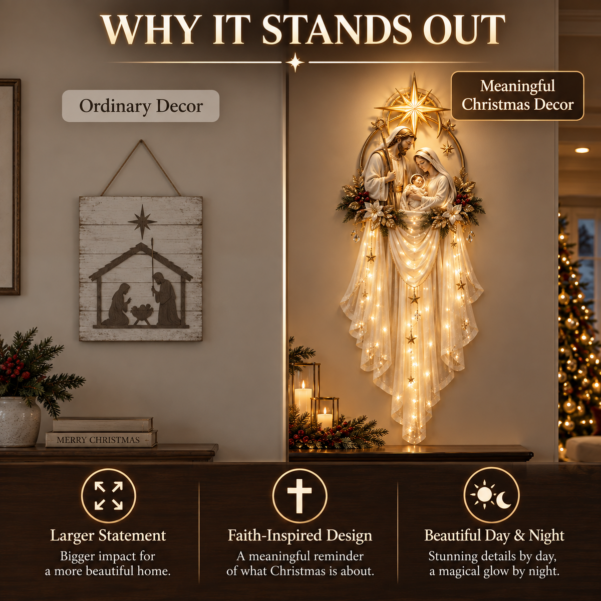 ✝️ Save 55% | Holy Family Star Veil™ – Bring the Christmas Story to Life in a Warm Cascade of Light