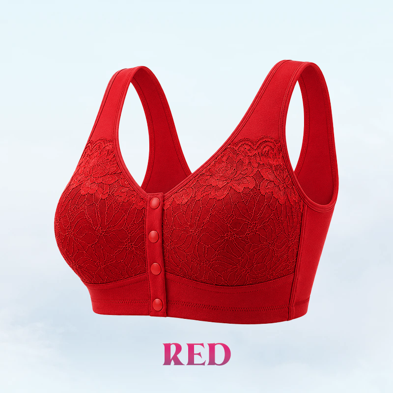 Everyday Comfort Front-Closure Lace Bra — Wire-Free & Full Coverage