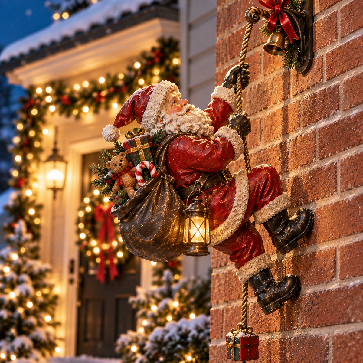 Santa's Secret Climb Lighted Christmas Wall Decoration