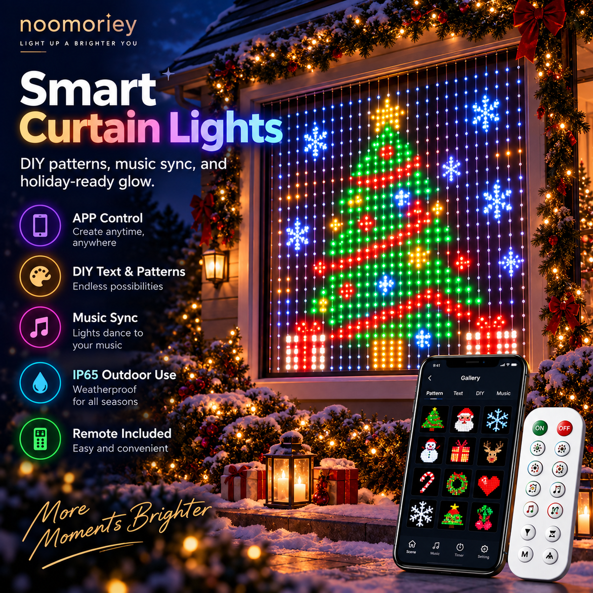 🔥 Limited-Time 49% OFF – Christmas Smart Curtain Lights – App-Controlled RGB Holiday String Lights