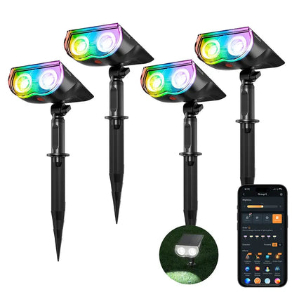 🌈 40% OFF | Smart Solar Color-Changing Landscape Spotlights – App-Controlled 2-Pack