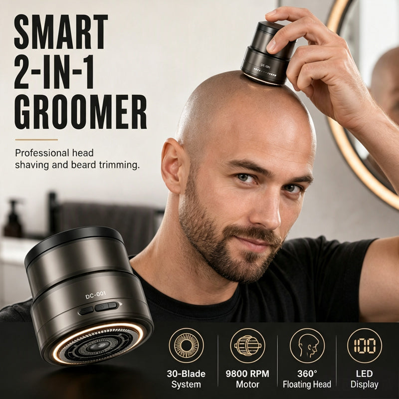 🔥 Buy 2, Get 1 FREE! ⚡ 2-in-1 Electric Head Shaver & Beard Trimmer – Smooth Shave, Clean Trim, One Tool