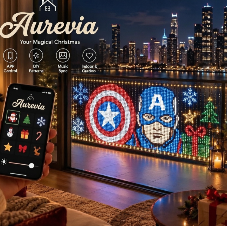 🎄💯Smart Animated Curtain Lights – App-Controlled RGB Balcony & Window Display