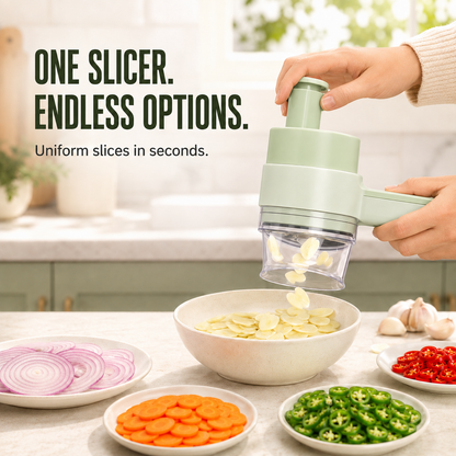 🧄 4-in-1 Electric Food Chopper – Slice, Mince, Peel & Auto-Clean in Seconds ⚡