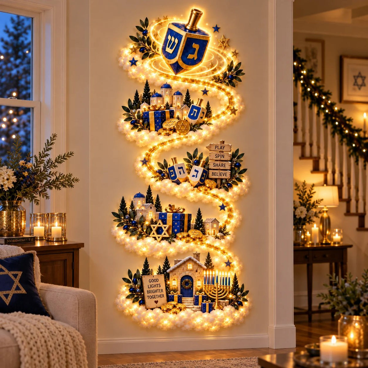 🕎 49% OFF | Glowing Hanukkah Wall Decor – 4 Festival of Lights Designs