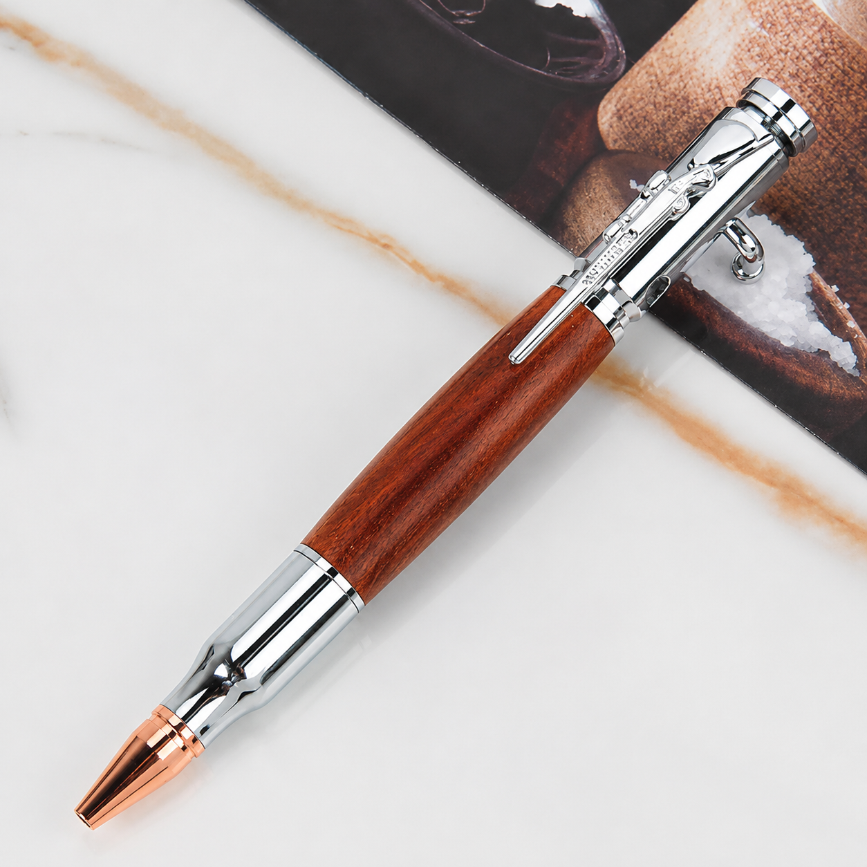 🖊 Handmade Bolt Action Wooden Bullet Pen | Real Wood & Bullet Casing