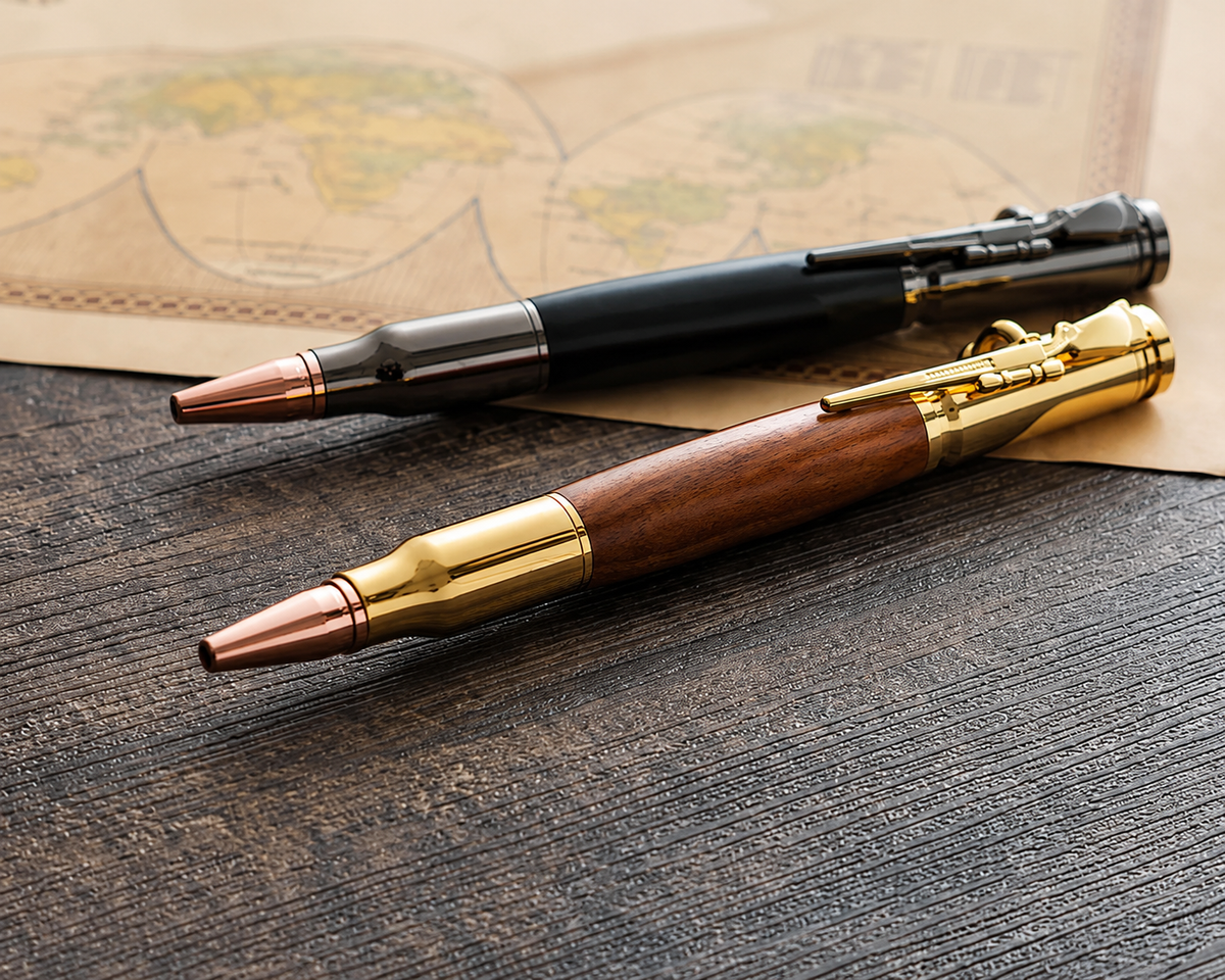 🖊 Handmade Bolt Action Wooden Bullet Pen | Real Wood & Bullet Casing