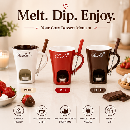 🍫🎄 Holiday Treat Special | Candle-Heated Chocolate Fondue Mug Set – Save 37%