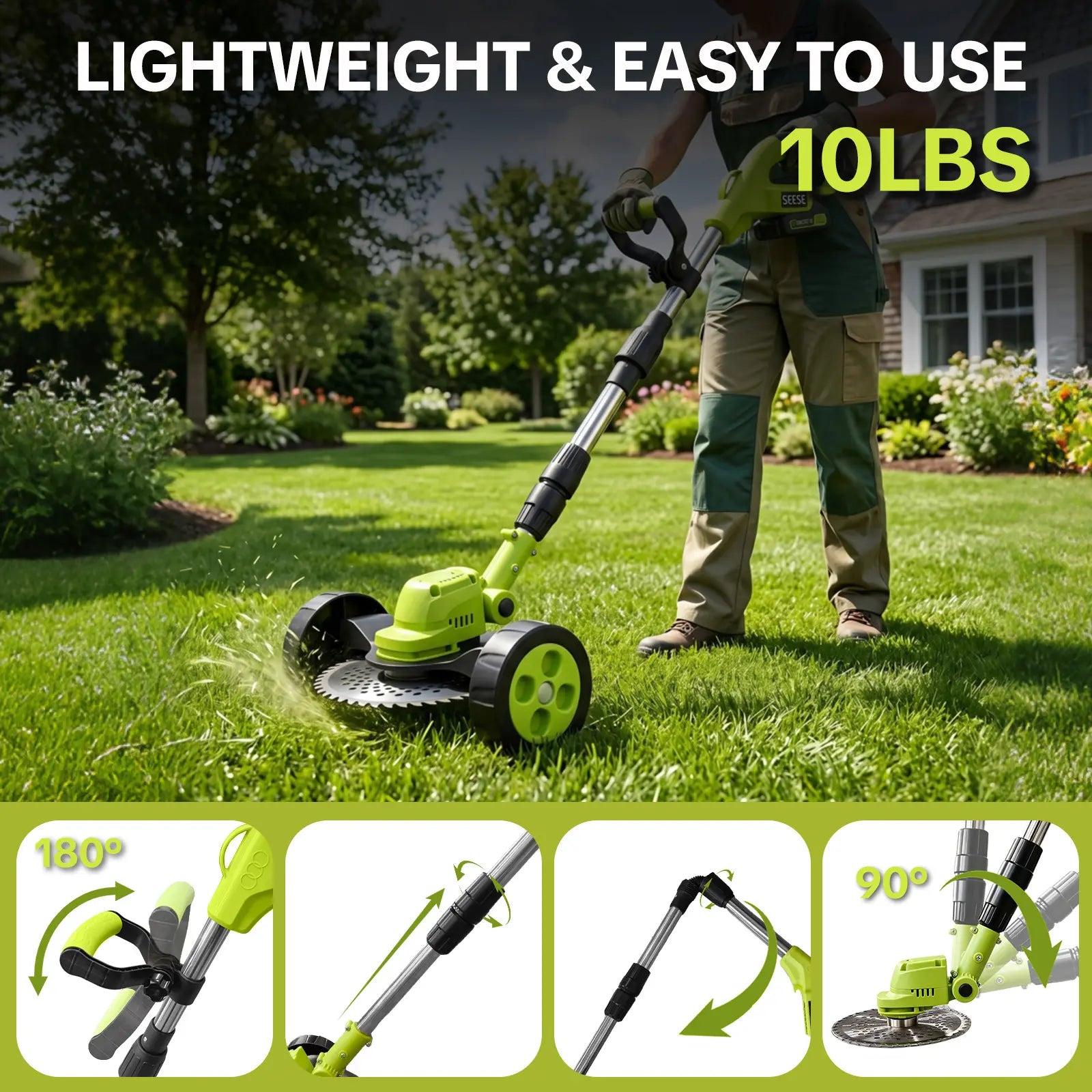 🔥 Limited-Time Offer! 3-in-1 Cordless Lawn Mower with 2×21V Batteries, German Quality Lightweight Grass Trimmer & Edger for Small to Medium Gardens