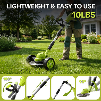 🔥 Limited-Time Offer! 3-in-1 Cordless Lawn Mower with 2×21V Batteries, German Quality Lightweight Grass Trimmer & Edger for Small to Medium Gardens