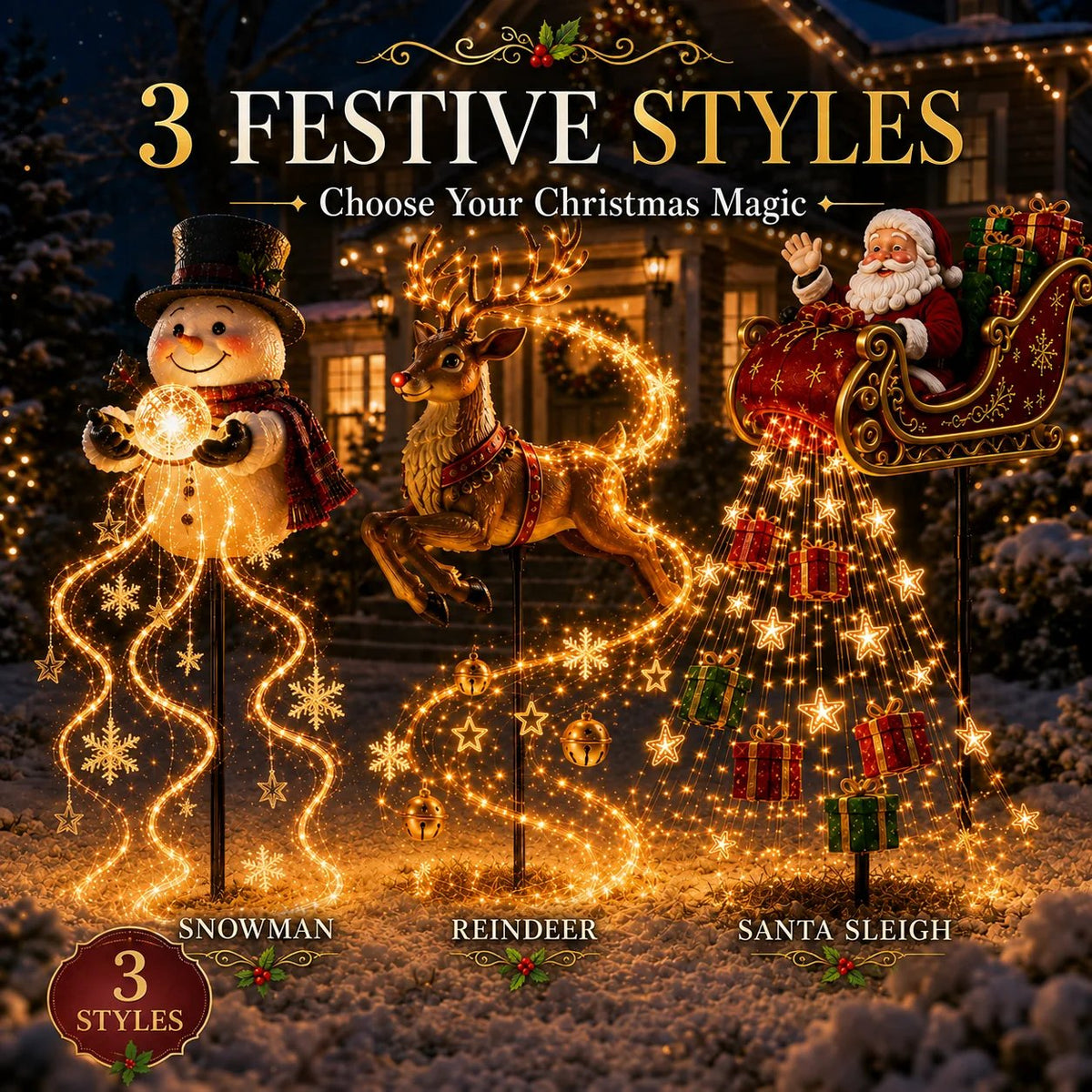 🎅 Holiday Special — Save 49% | Santa’s Magical Flying Sleigh Solar Cascade Light