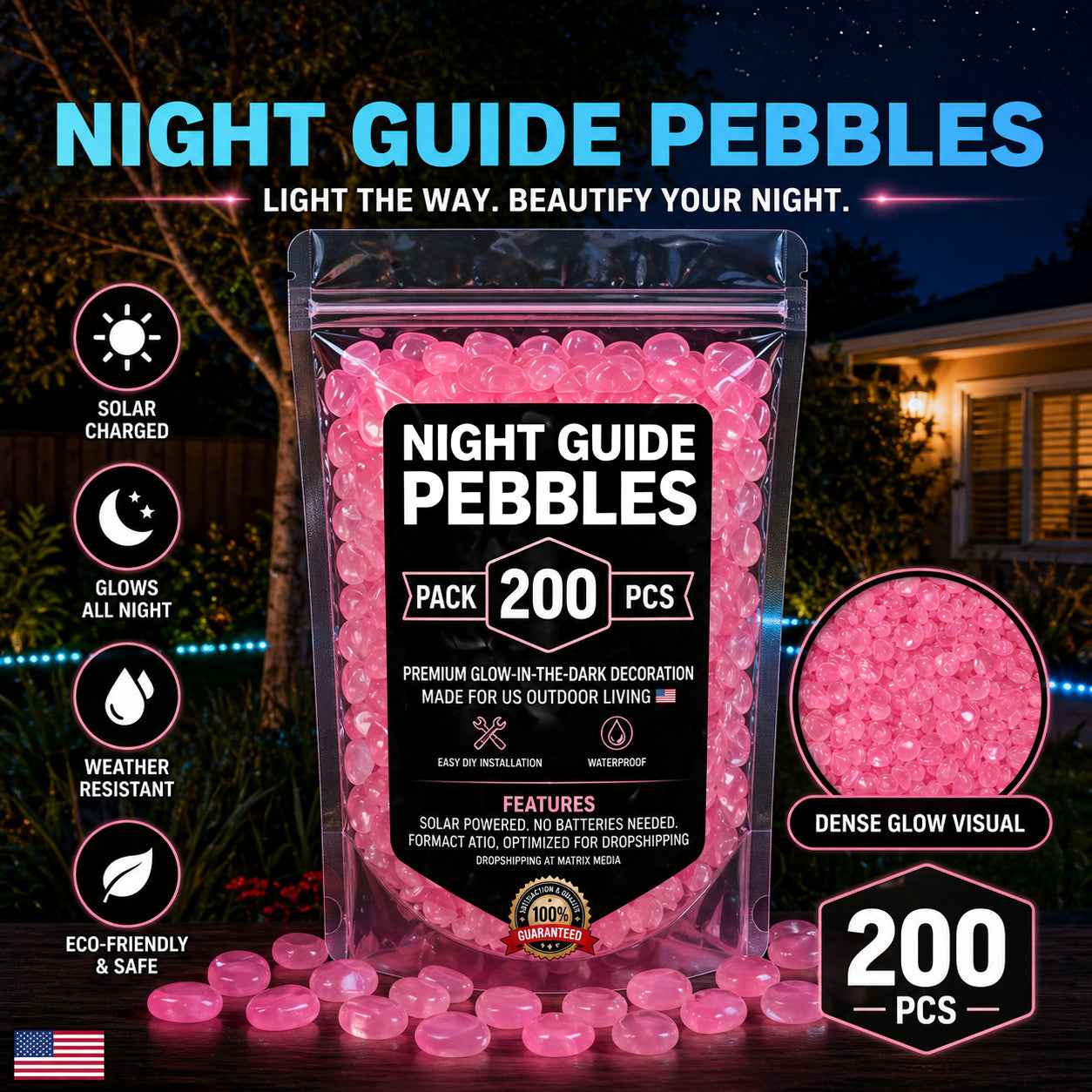 💥The dazzling beauty of the garden at night💥 🌈Colorful glow-in-the-dark garden stones