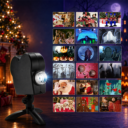 🎃🎄 2-in-1 Holiday Window Projector – 12 Animated Halloween & Christmas Movies