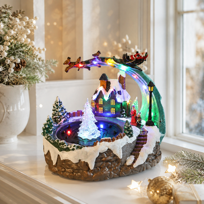 🎄 Animated Christmas Village Fountain – Dancing Water, Lights & Holiday Music ✨