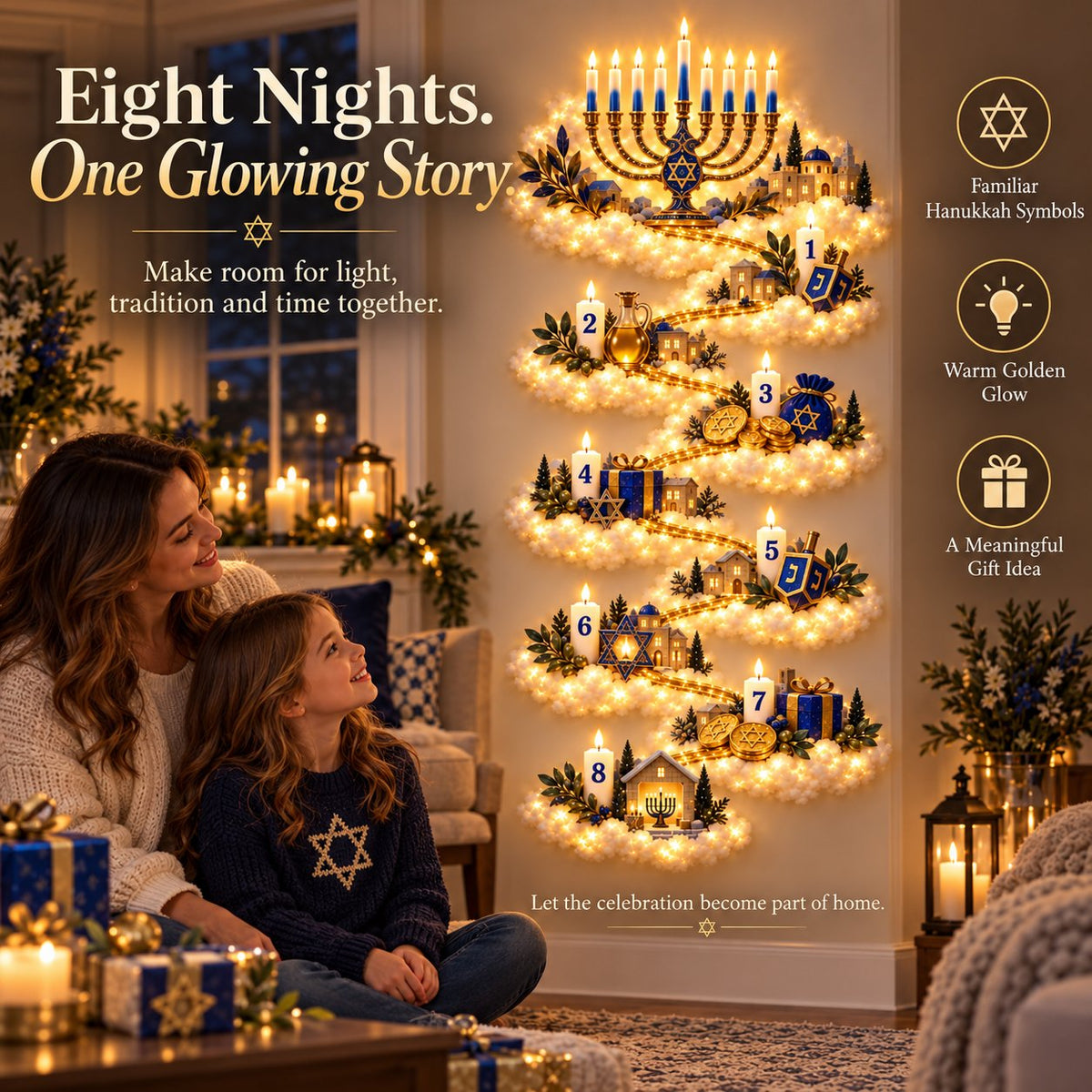 🕎 49% OFF | Glowing Hanukkah Wall Decor – 4 Festival of Lights Designs