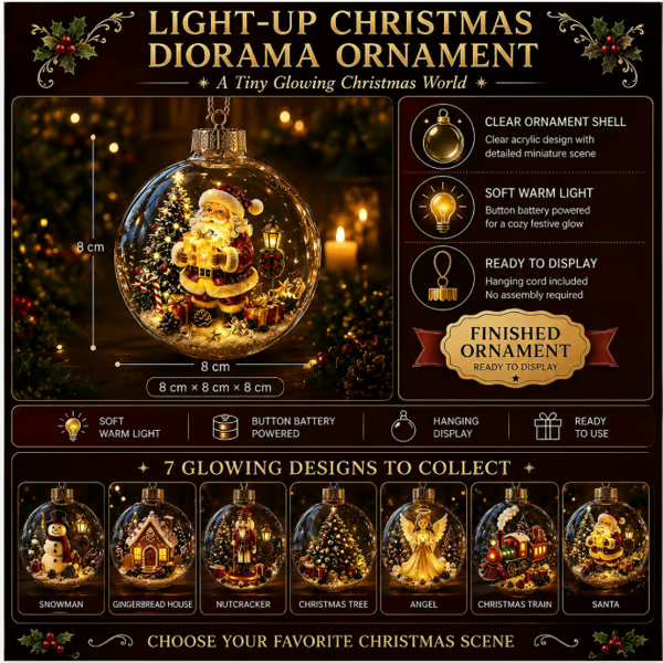 🎄Glowing Christmas Diorama Ornament – ❤️‍🔥Add 3 Items, Pay for Only 2 🎁
