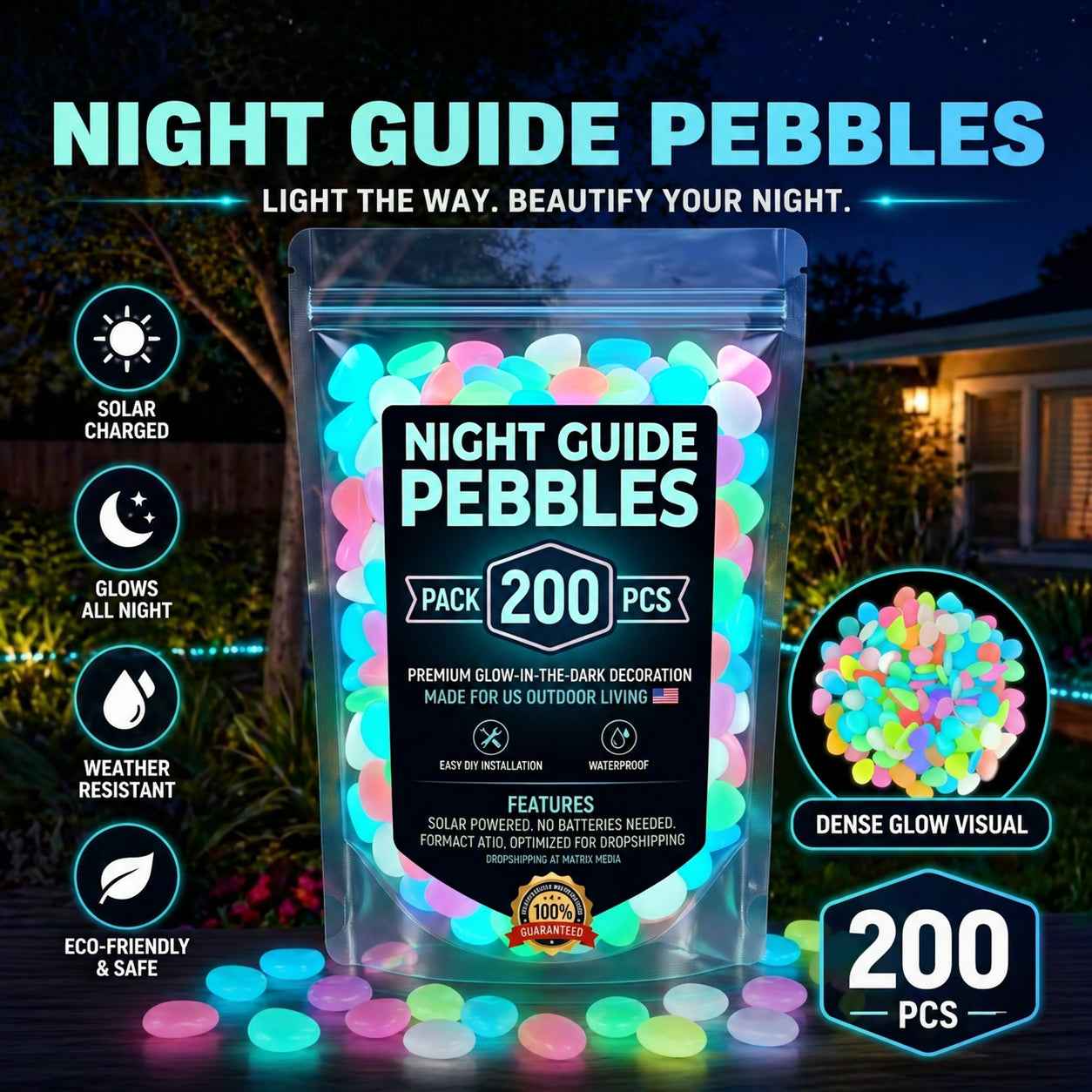 💥The dazzling beauty of the garden at night💥 🌈Colorful glow-in-the-dark garden stones