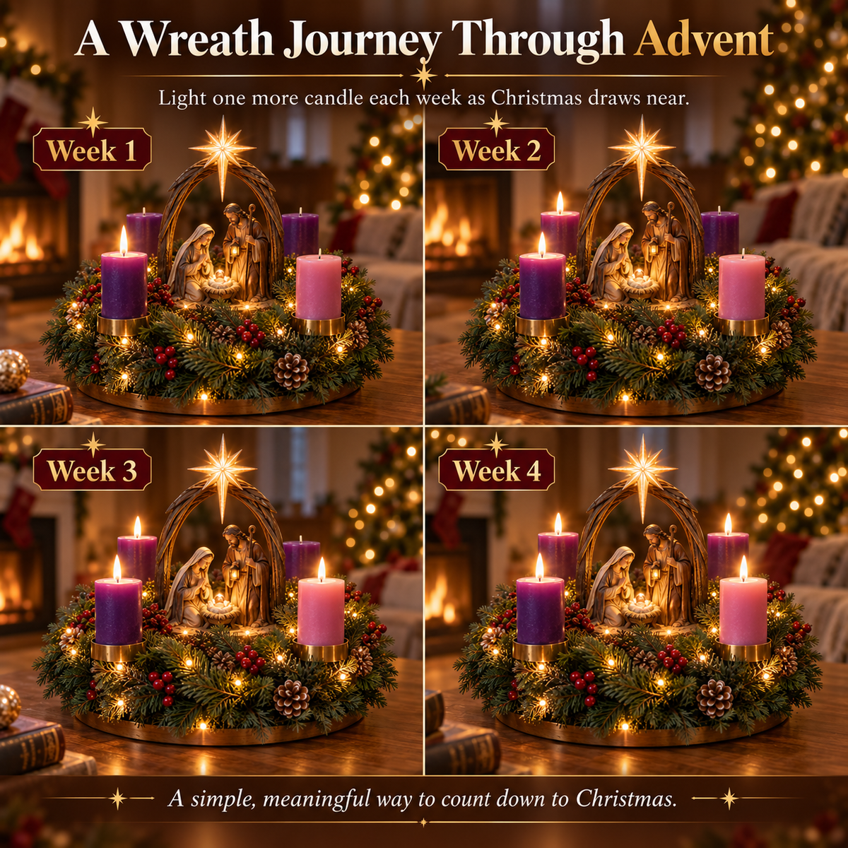 🔥 Limited-Time 49% OFF – ✝️ Lighted Nativity Advent Wreath – A Sacred 4-Week Christmas Tradition