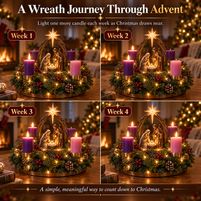 🔥 Limited-Time 49% OFF – ✝️ Lighted Nativity Advent Wreath – A Sacred 4-Week Christmas Tradition