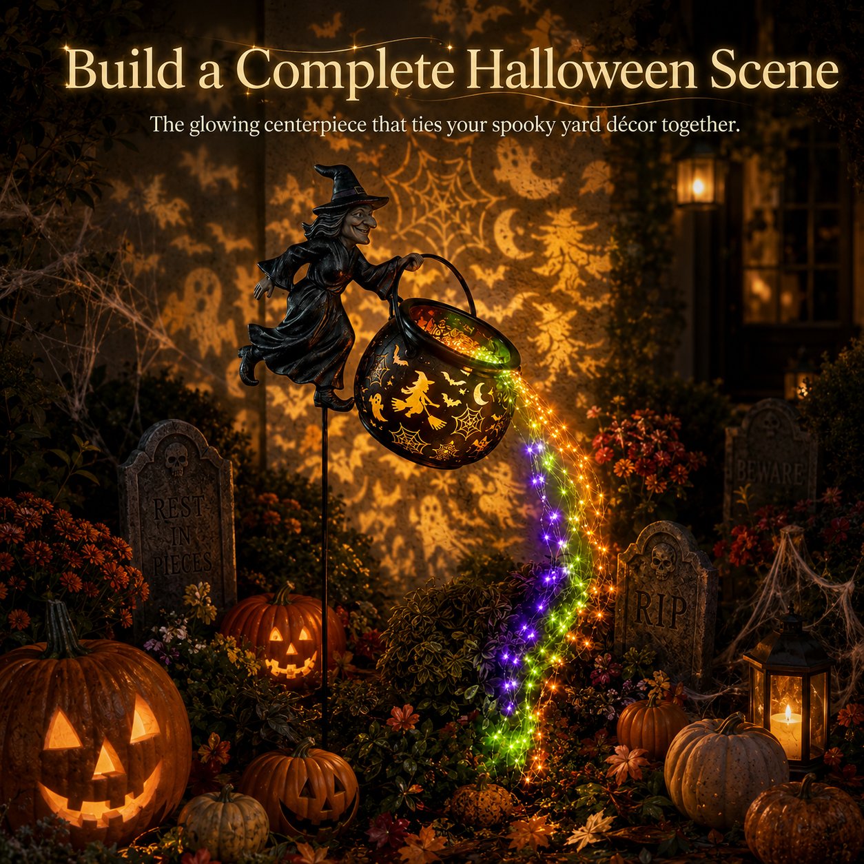 🔥Limited time 55% OFF🎃 Halloween Witch Cauldron Garden Light – Magical Outdoor Yard Decor 🧙‍♀️